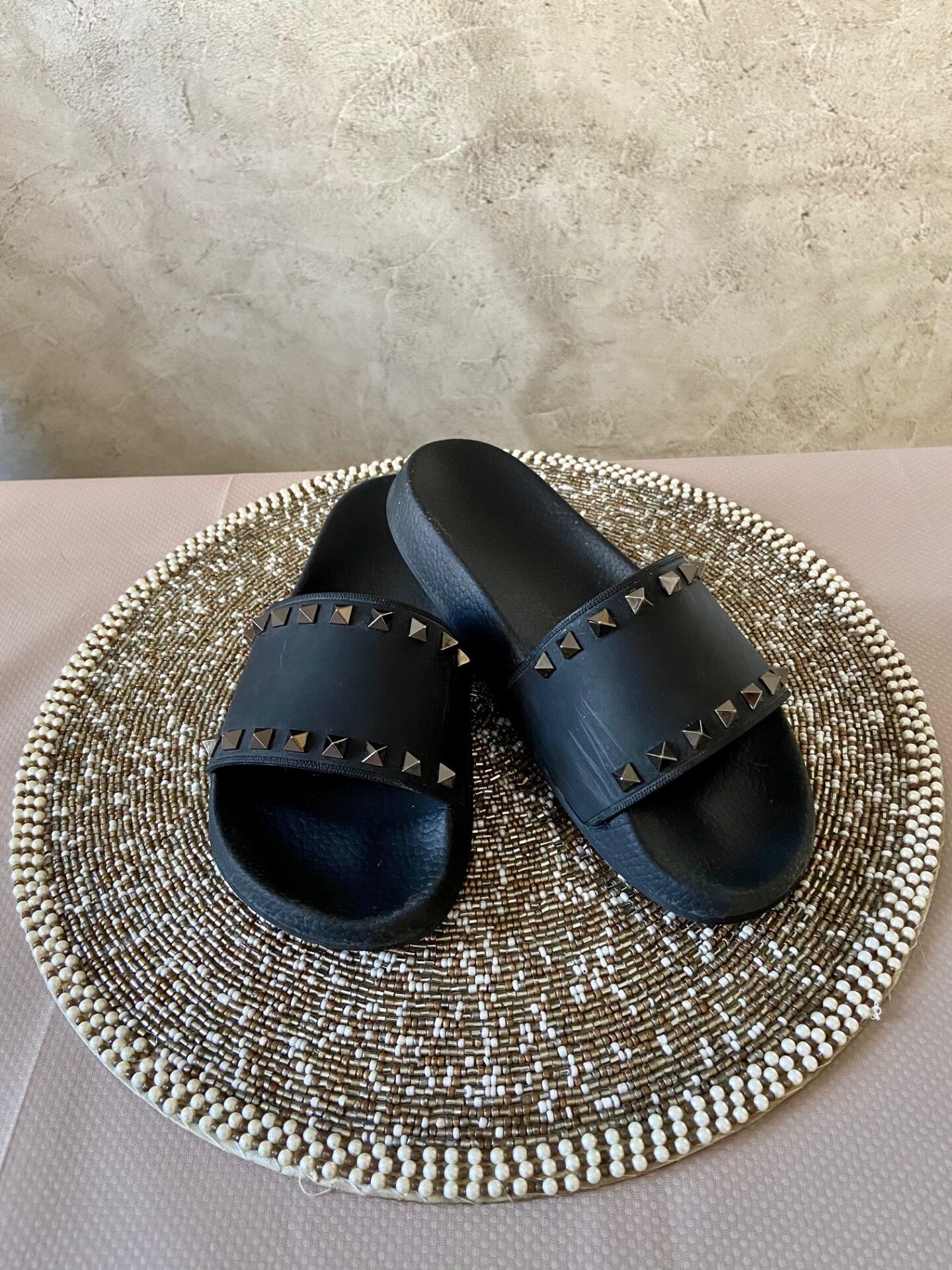 Valentino rockstud slip on sandals
