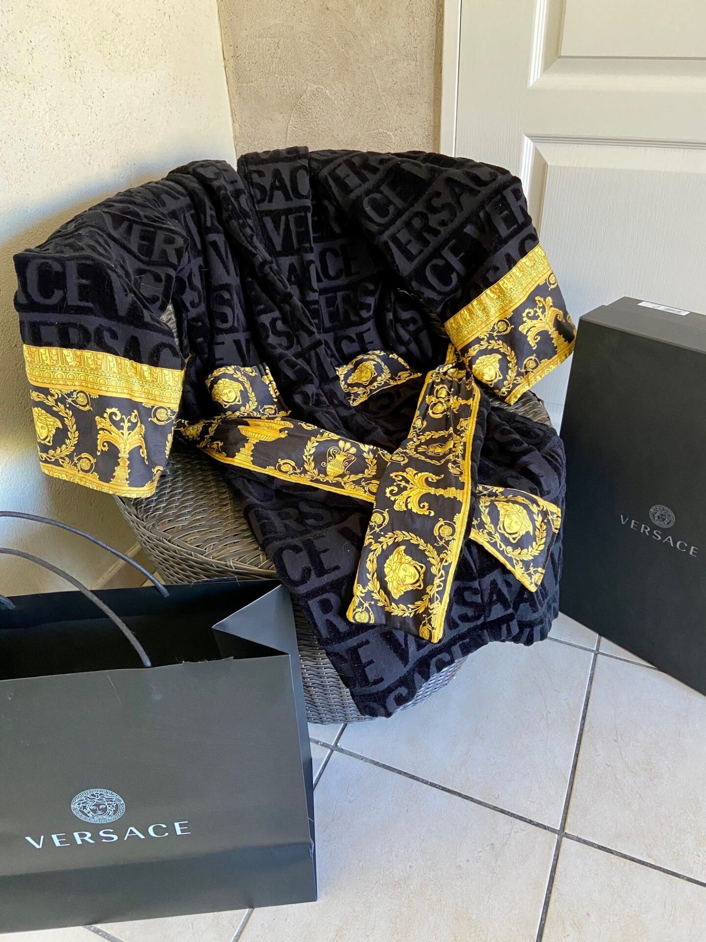 Versace towel online robe